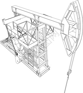 油泵插孔 3d的矢量投影钻机工程管子燃料生产千斤顶插图工业气体抽油机插画