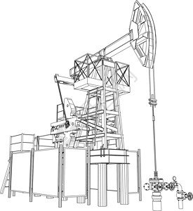 油泵插孔 3d的矢量投影管子管道插图钻机生产油井千斤顶油钱化学品工程背景图片