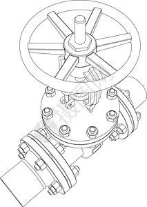 工业阀门  3 的矢量渲染技术制造业螺栓旋转黑色白色工厂插图龙头金属背景图片