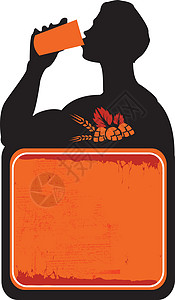 麦芽酒啤酒酒花啤酒酒路标艺术男人瓶子饮料麦芽小麦酵母酿造酒精标识插画