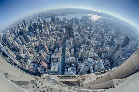 纽约曼哈顿纽约市天际线航空浏览图建筑学景观商业全景街道旅游帝国摩天大楼旅行场景背景图片