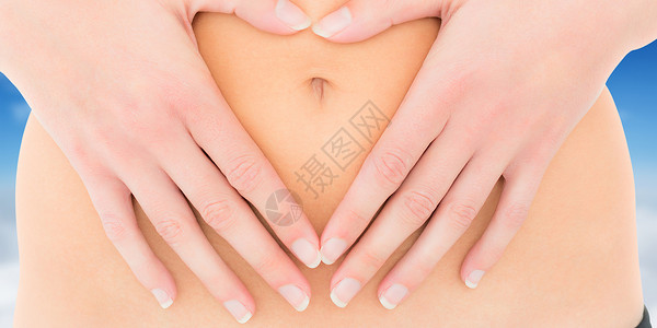 腹部上下握手的合适妇女中间部分的综合综合图象调子双手阳光身体女性环境绘图高度蓝色计算机背景图片