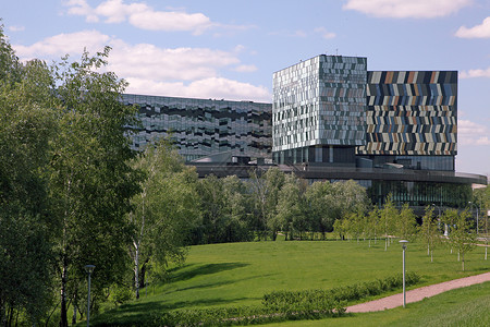 科沃斯斯科特 莫斯科 俄罗斯蓝色城市窗户商业大学玻璃晴天摊位金属教育背景