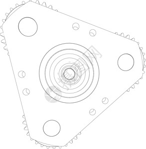 电线框架齿轮 前视图 矢量插图车轮传动装置工业绘画机器剪影草图工程机械背景图片