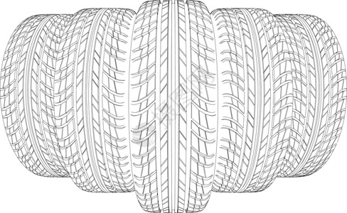 5个铁丝框架轮胎的纹理 矢量插图背景图片