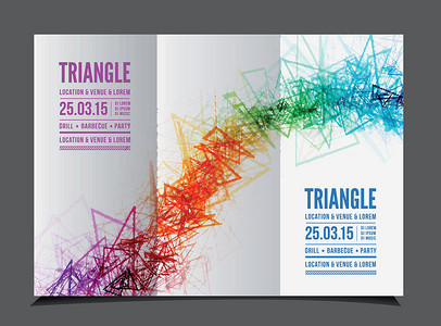 公司简介三折页矢量抽象三角形大纲商业小册子刷子马赛克卡片涂鸦插图办公室艺术绘画设计图片