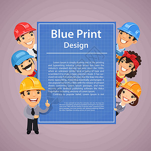 专家介绍海报显示蓝色印刷海报的构建器设计图片