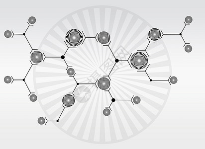 黑线和圆圈的抽象组成构图六边形蜂窝背景图片