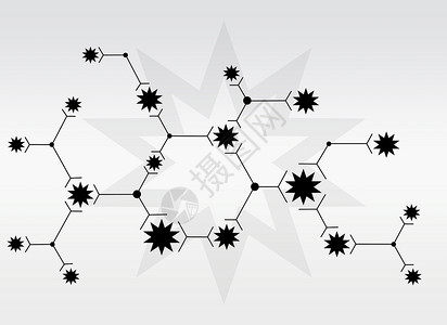 黑线和恒星的抽象组成构图蜂窝星星六边形背景图片