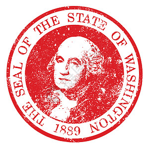 华盛顿州海豹印章橡皮邮票插图艺术红色墨水绘画艺术品背景图片