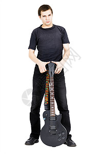 青年带电吉他 孤立无援歌曲摇杆演员吉他手音乐家音乐会电气金属黑色歌手背景