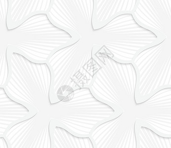 3D 白色抽象的三朵带有灰色条纹的踏板花背景图片