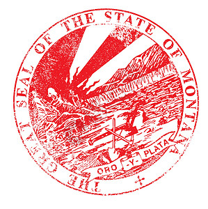 蒙大拿州立大学蒙大拿海豹橡胶印章橡皮墨水红色插图艺术绘画艺术品邮票插画