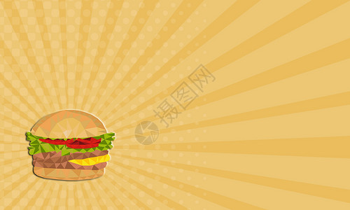 像素食物素材商务卡卡 汉堡低多边形背景