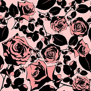 无缝纹理纺织品墙纸玫瑰装饰品打印花束花园插图礼物包装背景图片
