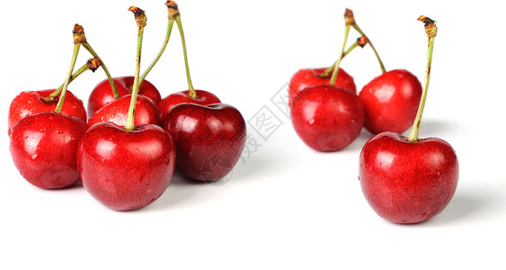 白色背景的红樱桃浆果维生素水果饮食背景图片