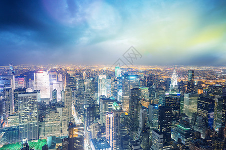 曼哈顿中城日落城市风景天线高清图片素材