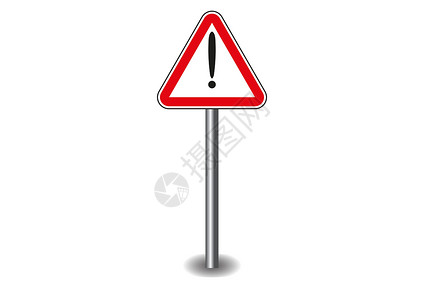 在棍棒上的红色三角形中签名感叹标记按钮安全警告交通插图事故黑色冒险危险网络设计图片