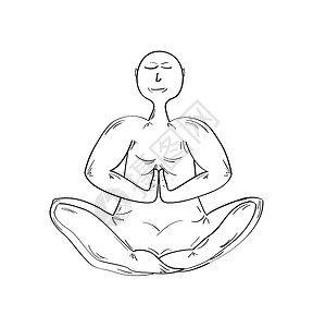 手绘瑜伽素材冥想和僧人沉思草图瑜伽女士中医男性福利女性插图女孩设计图片