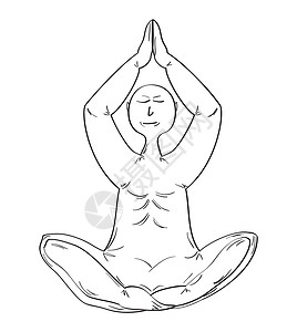 手绘瑜伽素材冥想和僧人呼吸女士男人中医身体瑜伽女孩男生插图成人设计图片
