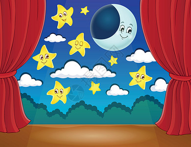 星星月亮装饰与快乐的星星和月亮相伴的阶段设计图片