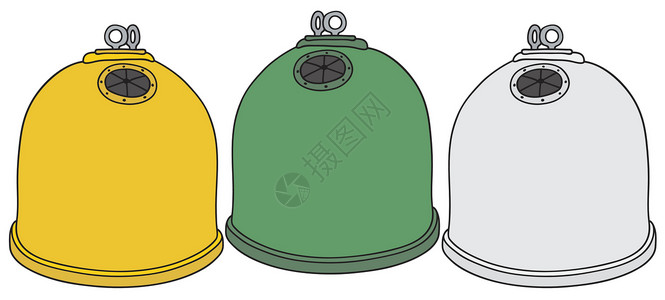 回收集装箱升降机金属垃圾箱黄色卡通片绿色垃圾白色塑料玻璃背景图片