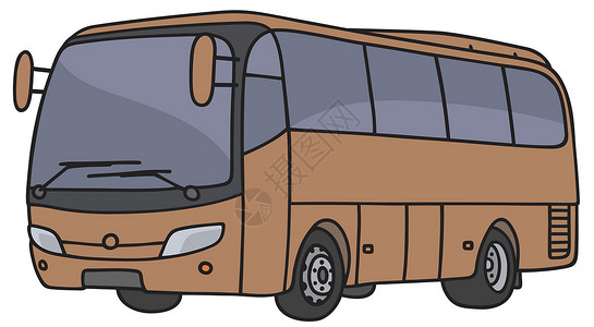 棕色巴士土地车辆卡通片旅行教练城市旅游发动机运输背景图片