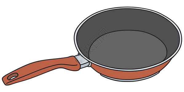 干锅手撕包菜红锅厨房陶瓷灰色黑色用具非粘性食物酿造炒锅沙锅插画