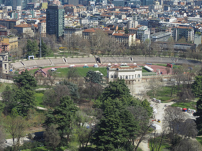 米兰空中视图景观建筑学公园场景城市天线地标建筑高清图片