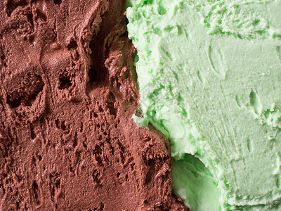 巧克力和薄荷冰淇淋美食食物绿色营养背景图片