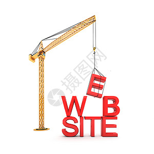 网站正在建设中网络红色建筑工作插图建造字母白色背景图片