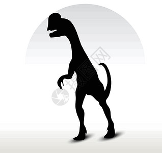 恐龙剪影恐龙二甲硫龙爬虫插图恐龙脊龙草图背光冒充阴影姿势绘画插画