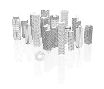 3D城市景色的折叠白色摩天大楼建筑物地面商业景观背景图片