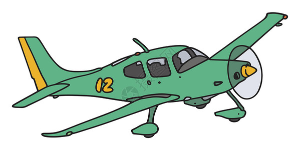 绿色螺旋桨绿色螺旋飞机运动引擎机器活塞工艺黄色卡通片螺旋桨插画