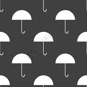 伞状网络图标 平面设计 无缝灰色模式下雨黑色气象背景图片