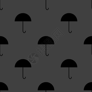 伞状网络图标 平面设计 无缝灰色模式下雨黑色气象背景图片