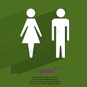 男人 女人 男人 女人 用长阴影和文字空间平坦的现代网络按钮插图休息音乐洗手间浴室创造力作品厕所卫生间女性背景图片