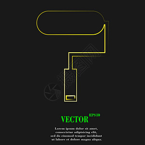 绘制滚动图标符号 平坦现代网络设计 有长阴影和文字空间 矢量维修质量画家刷子标签创造力演讲插图圆圈滚筒背景图片