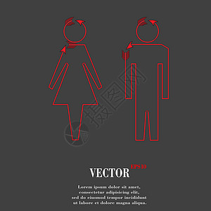 男性 女性 平坦的现代网络按钮和文字空间标志作品创造力房间洗手间卫生间图标男人女人浴室背景图片