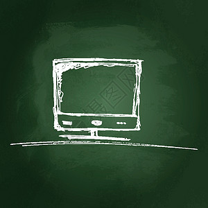 计算机监视器的拼图电脑绘画黑色屏幕展示艺术电视卡通片插图涂鸦背景图片
