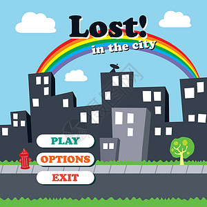 城市视图按钮艺术卡通片建筑彩虹资产消防栓漫画街道电子游戏背景图片