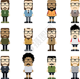 卡通人物头像图片文化电脑发型个性用户优雅男人胡须化身眼镜背景图片