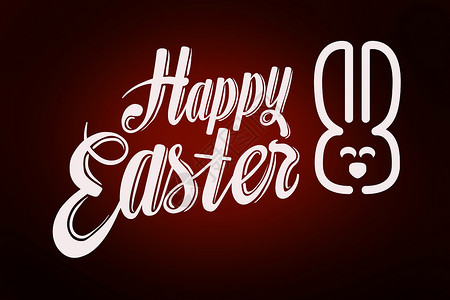 快乐的复活节综合形象红色兔子绘图黑色计算机问候语插图背景图片