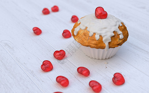 情人节松饼饮食红色甜食食物小吃蛋糕明胶甜点背景图片