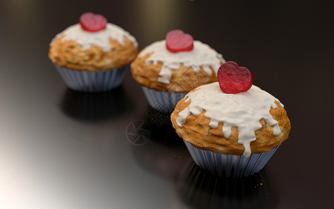 情人节松饼明胶小吃蛋糕饮食甜点甜食红色食物背景图片
