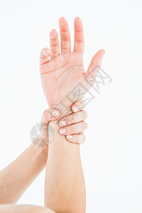 手痛的女人痛苦疾病身体疼痛手腕背景图片