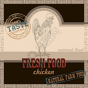 餐厅菜单标签广告牌草图公鸡食欲插图绘画横幅背景图片