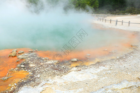 新西兰的炎热春天温泉法格活动火山背景图片