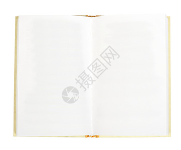 空白开放书棕色装订白色背景图片