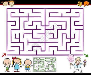 吃棉花糖的女孩迷宫或迷宫卡通迷宫游戏教育快乐谜语棉花糖学习幼儿园学校插图乐趣逻辑设计图片